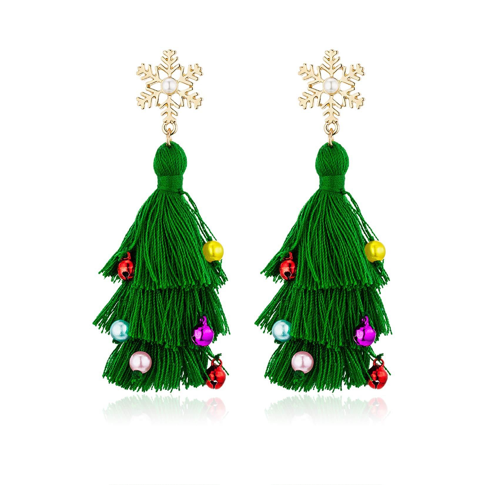 Wholesale Fashion Christmas Cute Cartoon Christmas Tree Bell Light Bulb Snowflake Alloy Earrings